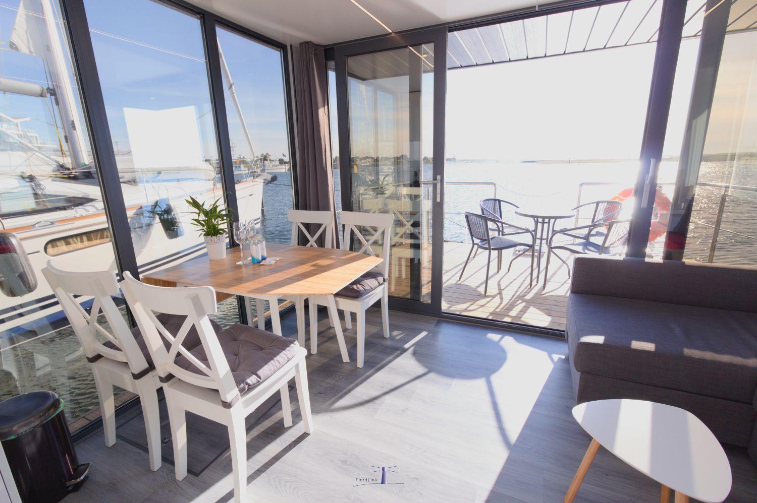 Hausboot Fjord Lacerta Mit Dachterrasse In Wendtorf Exterior foto